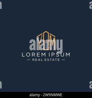 Initial Letter YM Logo mit abstrakter Hausform, Luxus und moderne Immobilien Logo Design Vektorgrafik Stock Vektor