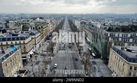 Drohnenfoto Champs-Elysées Avenue Paris Frankreich Europa Stockfoto