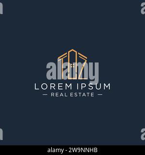 Initial Letter TZ Logo mit abstrakter Hausform, Luxus und moderne Immobilien Logo Design Vektorgrafik Stock Vektor