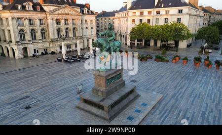 Drohnenfoto Joan of Arc Statue, Statue de Jeanne d'Arc Orléans frankreich europa Stockfoto