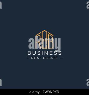 Initial Letter RB Logo mit abstrakter Hausform, Luxus und moderne Immobilien Logo Design Vektorgrafik Stock Vektor