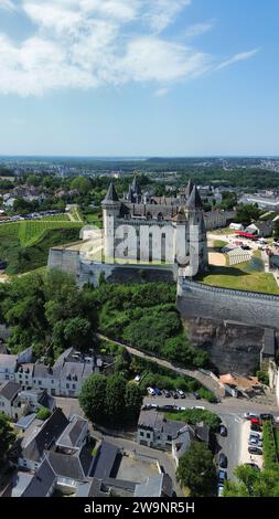 Drohnenfoto Schloss Saumur Frankreich Europa Stockfoto