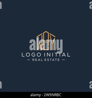 Initial Letter WY Logo mit abstrakter Hausform, Luxus und moderne Immobilien Logo Design Vektorgrafik Stock Vektor