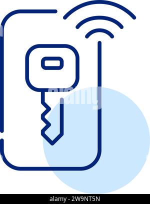 Virtual Car Key App. Entsperren Sie das Auto mit Ihrem Telefon. Symbol für perfekte Pixel Stock Vektor