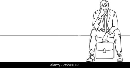 Ununterbrochene einzeilige Zeichnung des gestürzten Geschäftsmannes, Linie Art Vektor Illustration Stock Vektor