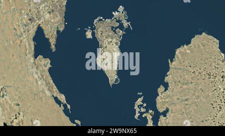 Bahrain umrissen auf einer hochauflösenden Satellitenkarte Stockfoto