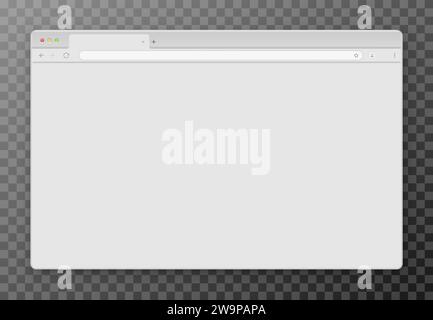 Ein leeres graues Browserfenster auf transparentem Hintergrund. Stock Vektor