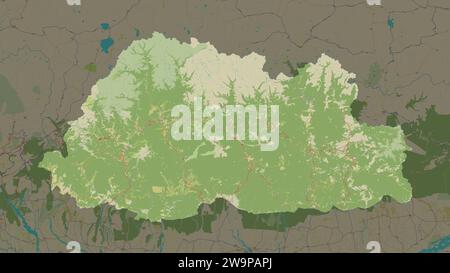 Bhutan wird auf einer topografischen Karte im humanitären OSM-Stil hervorgehoben Stockfoto