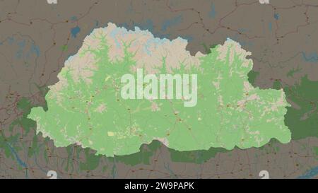 Bhutan wird auf einer topografischen Karte im Stil von OSM Germany hervorgehoben Stockfoto
