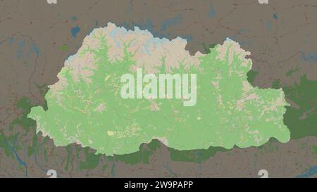 Bhutan wird auf einer topografischen Karte im OSM-Standardstil hervorgehoben Stockfoto