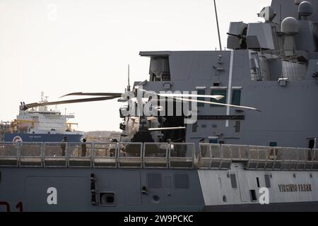 Italienische Marine Carlo Bergamini-Klasse Fregatte Virginio Fasan (F 591) während eines Besuchs in Halifax, Nova Scotia, Kanada. Stockfoto