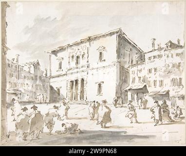 Das Fenice-Theater in Venedig (Recto); Fragment einer größeren Zeichnung, die Teil einer Säule und ein Gesims (verso) 1937 von Francesco Guardi darstellt Stockfoto