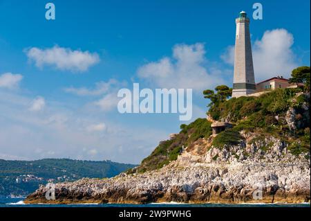 Cap Ferrat Leuchtturm, Seefahrt, Schifffahrt, Orientierung, Navigation, Mittelmeer, Cote d'azur, Südfrankreich, Frankreich Stockfoto