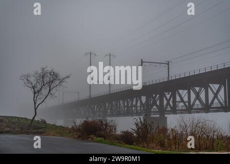 Eisenbahnbrücke über den Susquehanna River, Havre de Grace Maryland USA Stockfoto