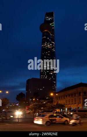 Ho Chi Minh City, Vietnam - 24. August 2018: Der Bitexco Financial Tower ist ein Wolkenkratzer in Ho Chi Minh City, Vietnam. Bei seiner Fertigstellung im Jahr 2010 wurde es sein Stockfoto