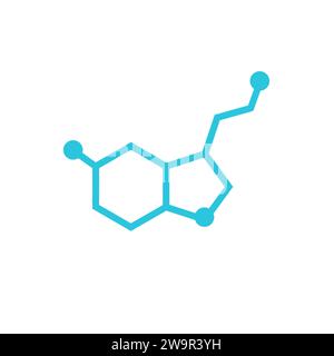 Serotonin-altes Molekül-Symbol. Aus blauer Symbolgruppe. Stock Vektor