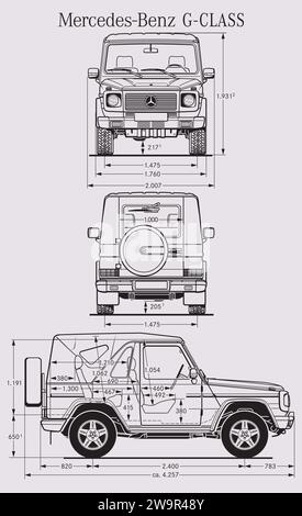 Mercedes G 2005-Bauplan Stock Vektor