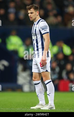 West Bromwich, Großbritannien. Dezember 2023. Jayson Molumby #8 von West Bromwich Albion während des Sky Bet Championship Matches West Bromwich Albion vs Leeds United at the Hawthorns, West Bromwich, Vereinigtes Königreich, 29. Dezember 2023 (Foto: Gareth Evans/News Images) in West Bromwich, Vereinigtes Königreich am 29. Dezember 2023. (Foto: Gareth Evans/News Images/SIPA USA) Credit: SIPA USA/Alamy Live News Stockfoto