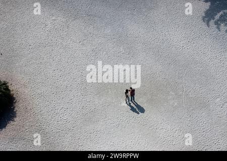 Selfie im Sand, CI EN Pagoda, Sun Moon Lake, Yuchi, Taiwan Stockfoto