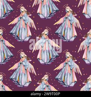 Nahtloses Aquarellmuster mit Engeln. Für Verpackungen, Postkarten, Geschenkboxen Stockfoto