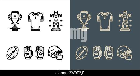 Vektor American Football Icon Set Line Art Illustration Stock Vektor