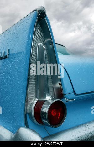 1958 Plymouth Savoy Schwanzflosse. Blackpool Ford Day 2012. Stockfoto