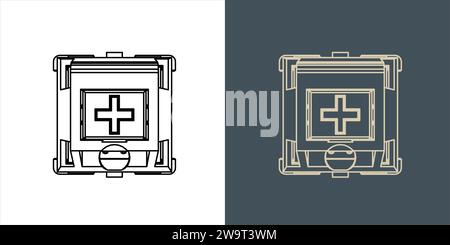 Mechanische Tastaturschalter Drahtmodell-Blaudruck-Vektor-Illustration Stock Vektor