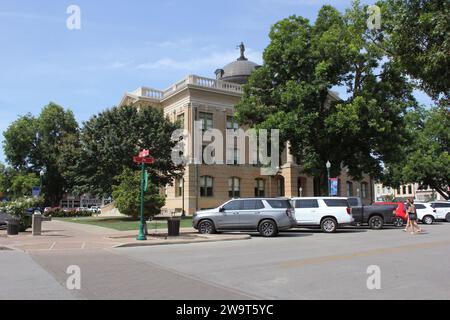 Georgetown, TX - 7. Juni 2023: Historisches Williamson County Courthouse im Stadtzentrum von Georgetown, Texas Stockfoto