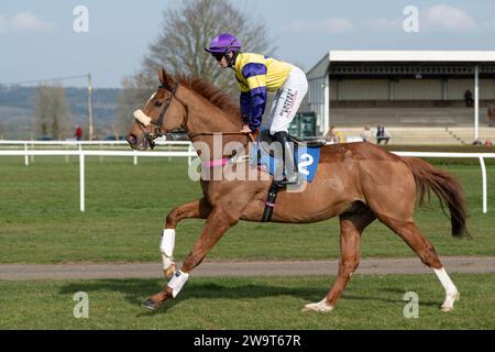 Financier, geritten von Richard Patrick und trainiert von Kerry Lee, läuft am 21. März 2022 in der Handicap Tureple Chase in Wincanton Stockfoto