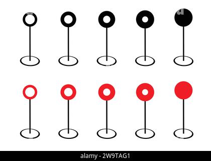 Symbole für Positionsstifte. GPS-Markierung und GPS-Positionssymbolvektor. Stock Vektor