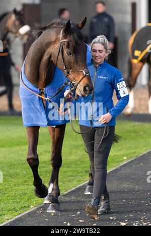 West Orchard, geritten von Brendan Powell und trainiert von Colin Tizzard, lief in der Klasse 5 Handicap Hürde in Wincanton am 21. März 2022 Stockfoto