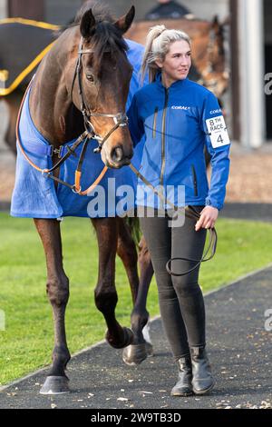 West Orchard, geritten von Brendan Powell und trainiert von Colin Tizzard, lief in der Klasse 5 Handicap Hürde in Wincanton am 21. März 2022 Stockfoto