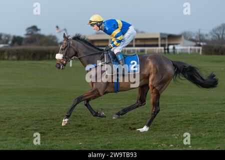 Unsterblicher Fame, geritten von Stan Sheppard und trainiert von Tom Lacey, gewann die Handicap-Hürde in Wincanton am 21. März 2022 Stockfoto