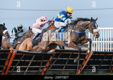 Unsterblicher Fame, geritten von Stan Sheppard und trainiert von Tom Lacey, gewann die Handicap-Hürde in Wincanton am 21. März 2022 Stockfoto