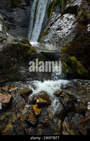 Wasserfälle von Rhaeadr Bach in der Nähe von Abergwyngregyn in Gwynedd, Nordwales. Stockfoto