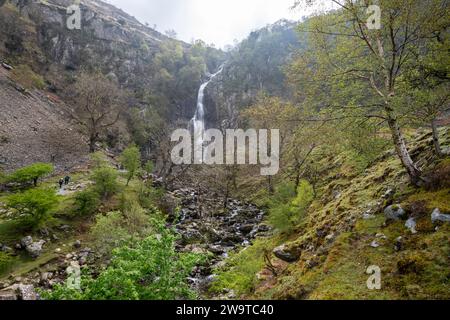 Aber Falls nahe Abergwyngregyn am Rande der Carneddau Mountains in Nordwales. Stockfoto