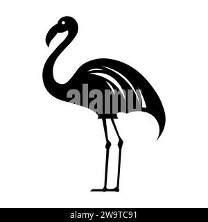 Flamingo schwarzes Vektorsymbol auf weißem Hintergrund Stock Vektor