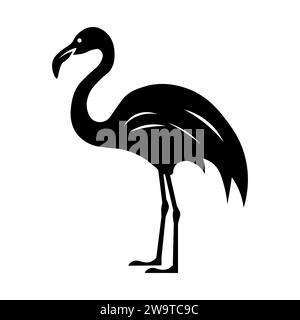 Flamingo schwarzes Vektorsymbol auf weißem Hintergrund Stock Vektor