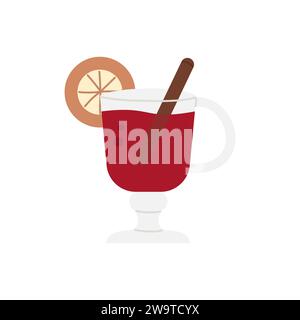 Glühwein zu Weihnachten. Traditionelles warmes Wintergetränk flache Vektorillustration Stock Vektor