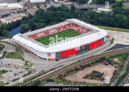 Luftaufnahme des AESSEAL NEW YORK Stadium, Rotherham United Stockfoto