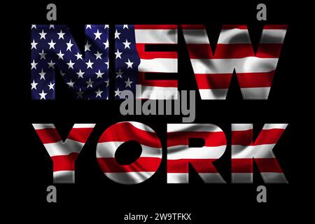 NEW YORK MIT US-FLAGGE Stockfoto