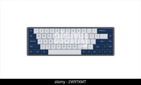 Vektor Mechanisches Tastaturspiel mit Retro Vintage PBT Keycaps 68% Layout mit isolierter transparenter Hintergrund Illustration Stock Vektor