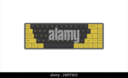 Vektor Mechanisches Tastaturspiel mit Retro Vintage PBT Keycaps 68% Layout mit isolierter transparenter Hintergrund Illustration Stock Vektor