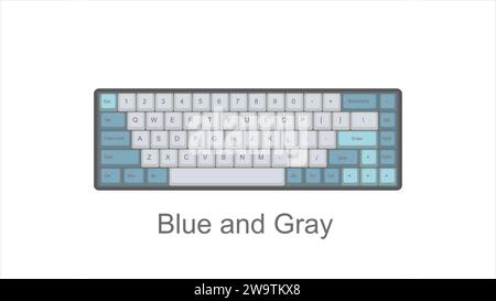 Vektor Mechanisches Tastaturspiel mit Retro Vintage PBT Keycaps 68% Layout mit isolierter transparenter Hintergrund Illustration Stock Vektor