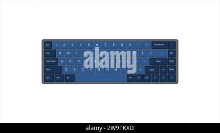 Vektor Mechanisches Tastaturspiel mit Retro Vintage PBT Keycaps 68% Layout mit isolierter transparenter Hintergrund Illustration Stock Vektor