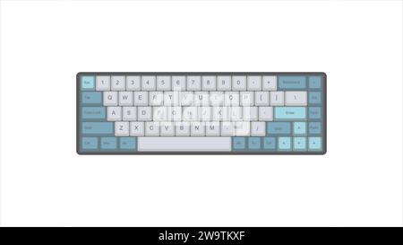 Vektor Mechanisches Tastaturspiel mit Retro Vintage PBT Keycaps 68% Layout mit isolierter transparenter Hintergrund Illustration Stock Vektor