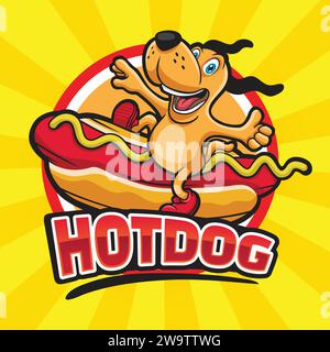 Dog Ridding Hotdog Maskottchen Design Stock Vektor