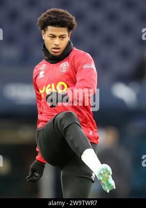 Etihad Stadium, Manchester, Großbritannien. Dezember 2023 30. Premier League Football, Manchester City gegen Sheffield United; Rhian Brewster von Sheffield United während des Vorspiels Credit: Action Plus Sports/Alamy Live News Stockfoto