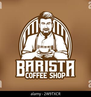 Barista Coffee Mascot Logo Design Stock Vektor