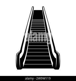 Schwarzes Vektorsymbol der Rolltreppe auf weißem Hintergrund Stock Vektor